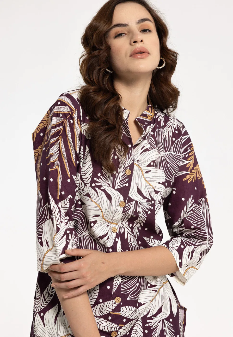 Digital Printed Rayon Straight Kurta Set in Violet