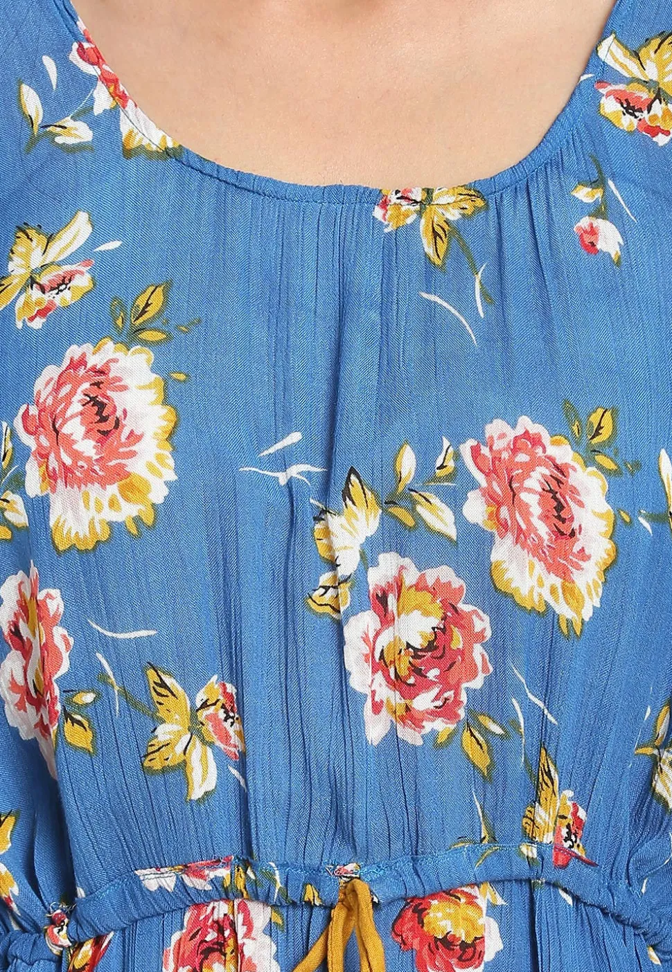 Digital Printed Rayon Tunic in Blue