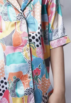 Digital Printed Satin Co Ord Set in Multicolor