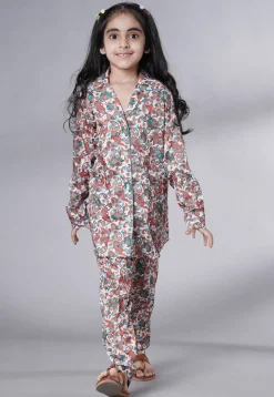 Digital Printed Satin Co Ord Set in Multicolor
