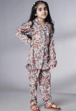 Digital Printed Satin Co Ord Set in Multicolor