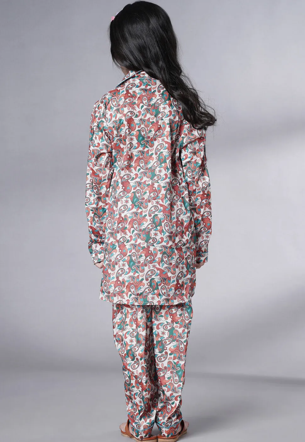 Digital Printed Satin Co Ord Set in Multicolor