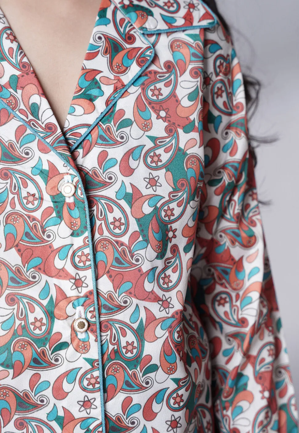 Digital Printed Satin Co Ord Set in Multicolor