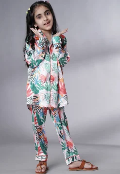 Digital Printed Satin Co Ord Set in Multicolor
