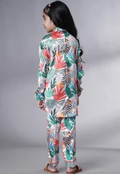 Digital Printed Satin Co Ord Set in Multicolor