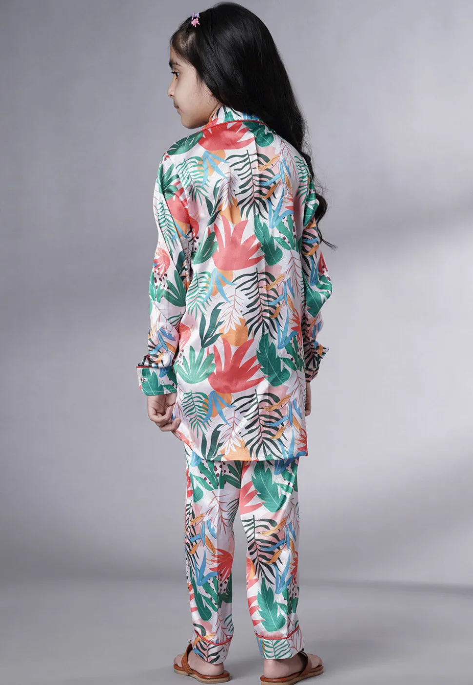 Digital Printed Satin Co Ord Set in Multicolor
