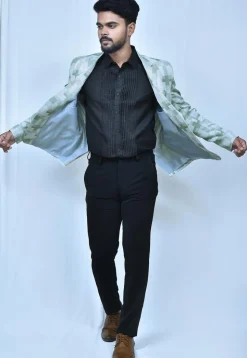 Digital Printed Terry Cotton Suit Set in Dusty Green