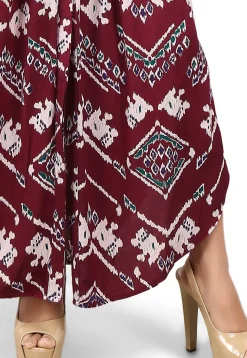 Digital Printed Viscose Dress in Maroon