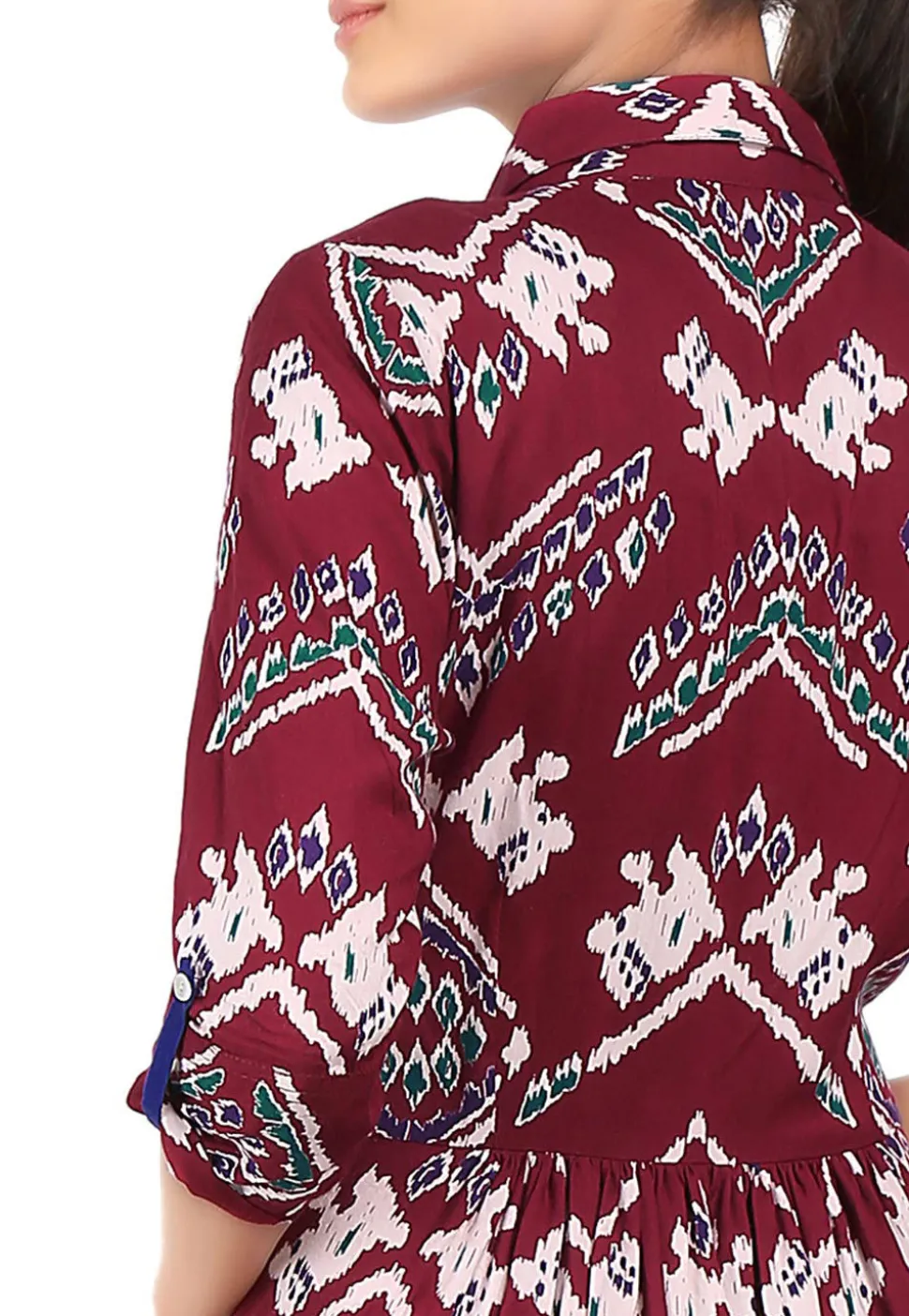 Digital Printed Viscose Dress in Maroon