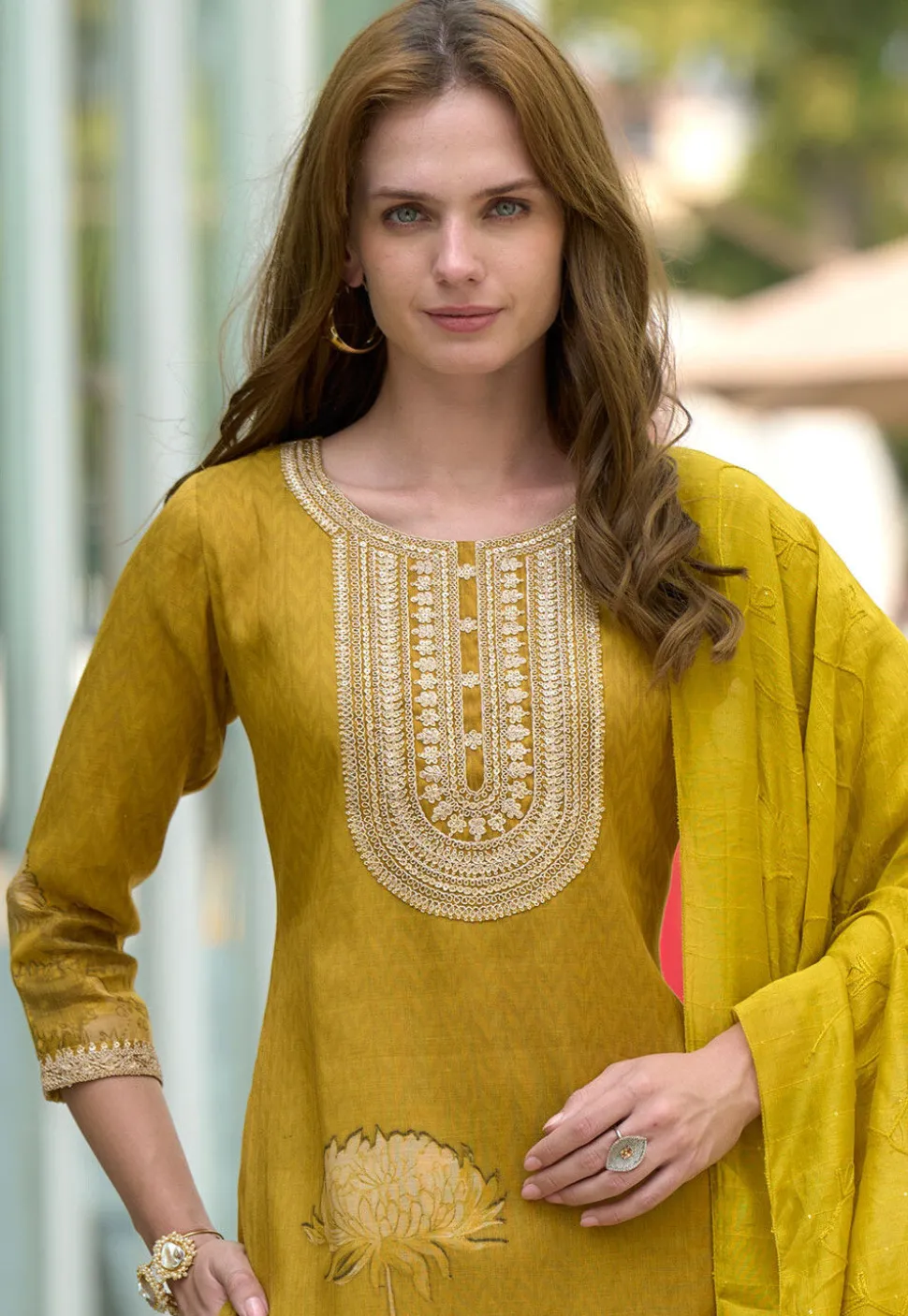 Digital Printed Viscose Silk Pakistani Suit in Green