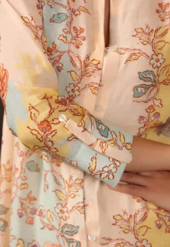 Digital Printed Viscose Silk Tunic in Light Peach