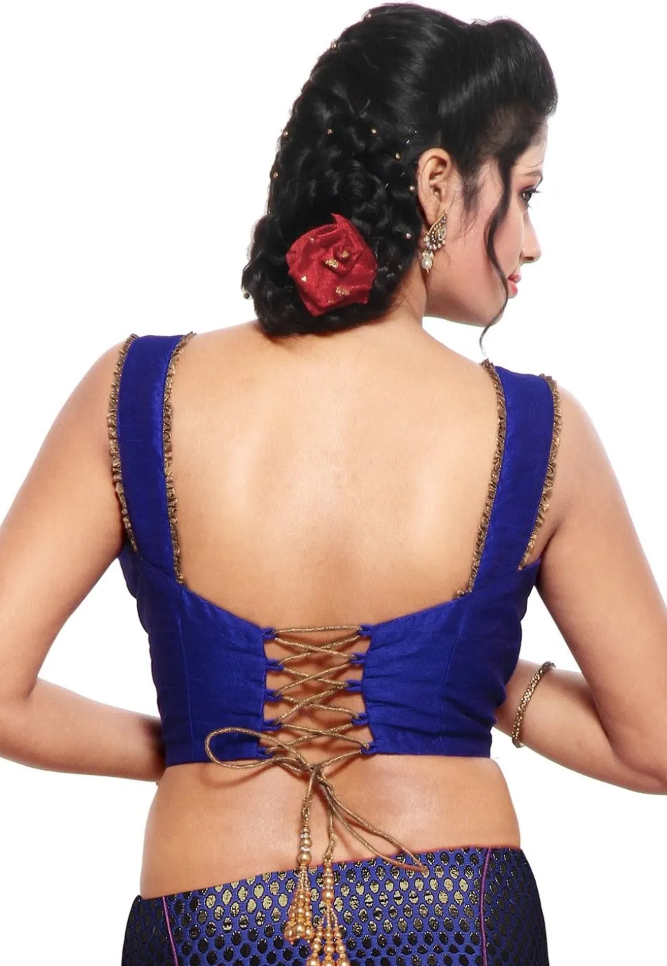 Dupion Silk Blouse in Royal Blue