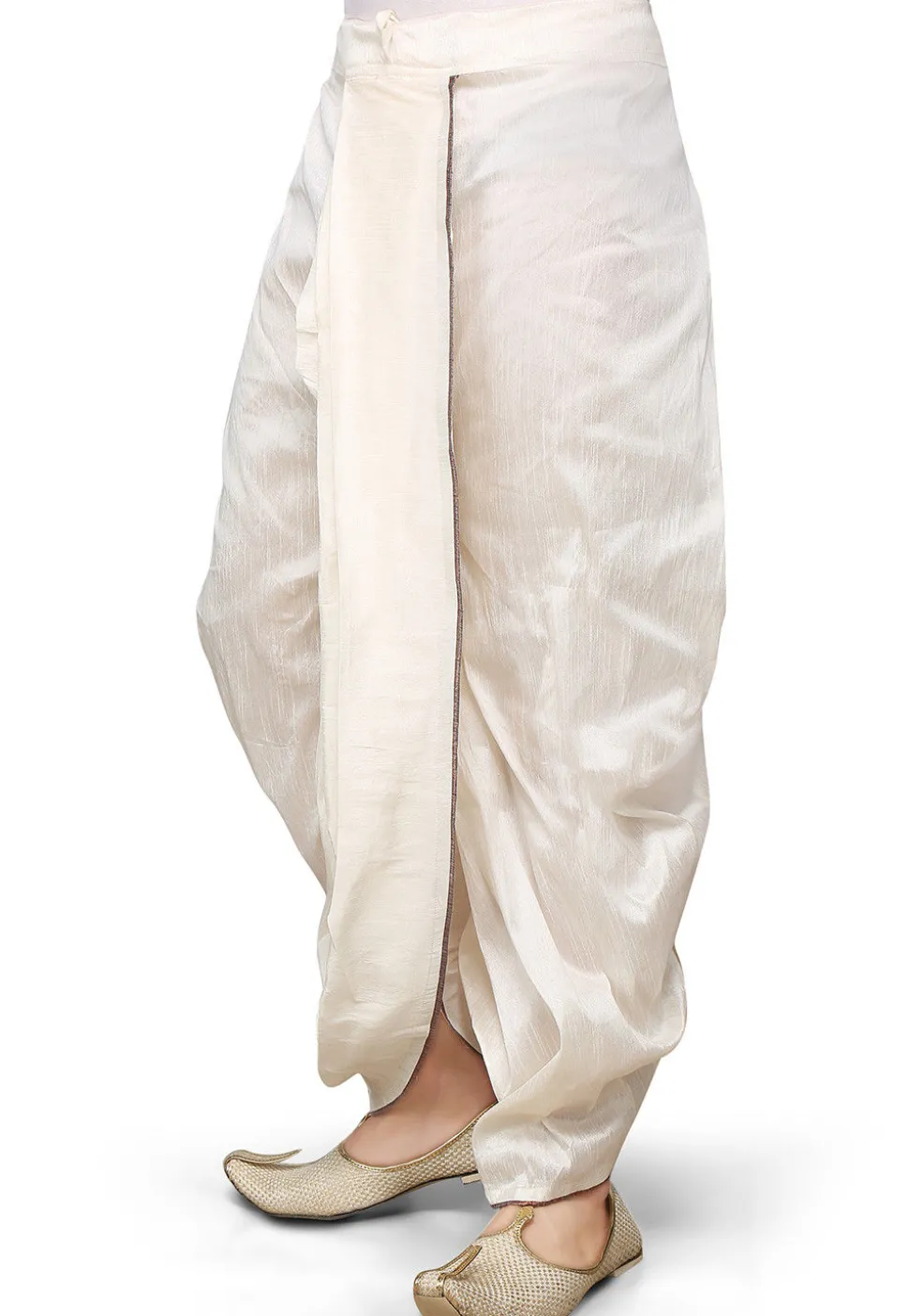 Dupion Silk Dhoti in Off White