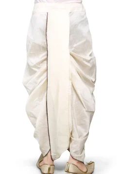 Dupion Silk Dhoti in Off White