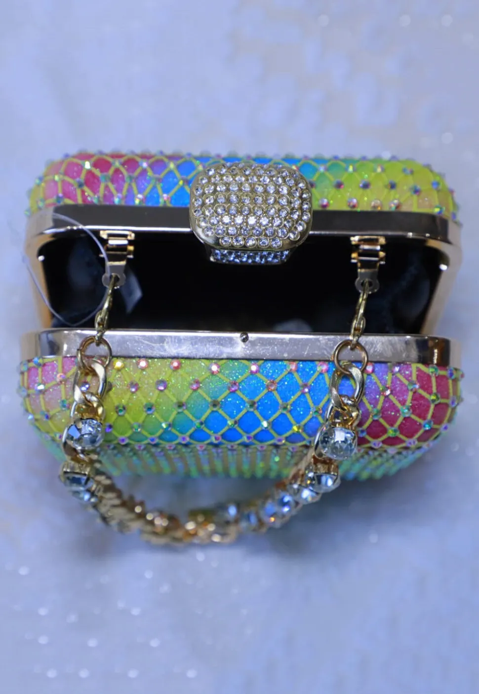 Embellished Art Silk Clutch Bag in Multicolor