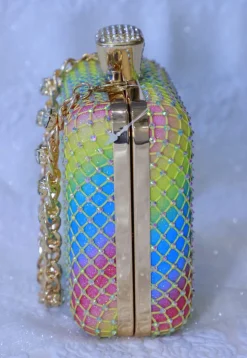 Embellished Art Silk Clutch Bag in Multicolor