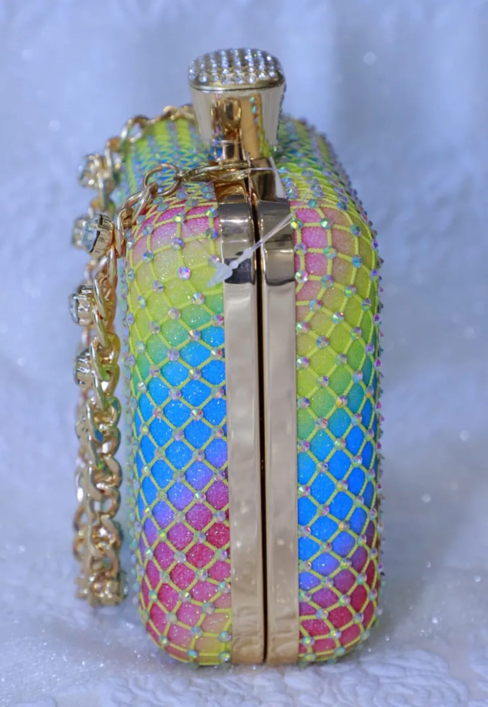 Embellished Art Silk Clutch Bag in Multicolor