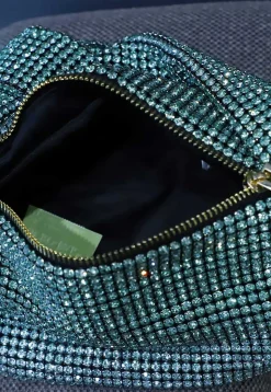Embellished Art Silk Handbag in Blue