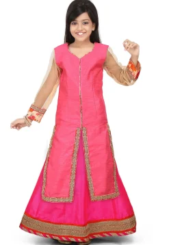 Embellished Art Silk Lehenga in Pink
