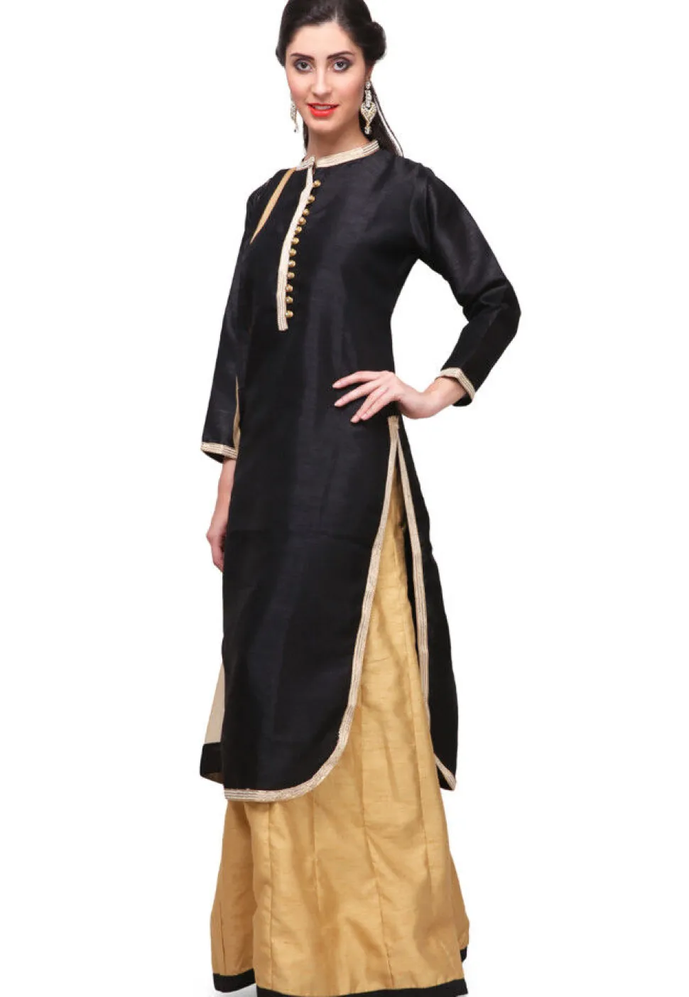 Embellished Art Silk Lehenga in Black