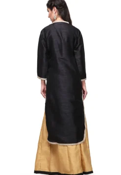 Embellished Art Silk Lehenga in Black