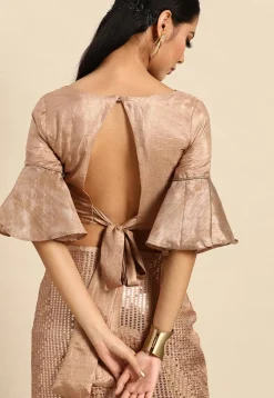 Embellished Art Silk Saree in Beige