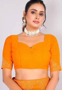 Embellished Chiffon Saree in Mustard