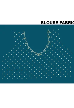 Embellished Chiffon Saree in Teal Blue