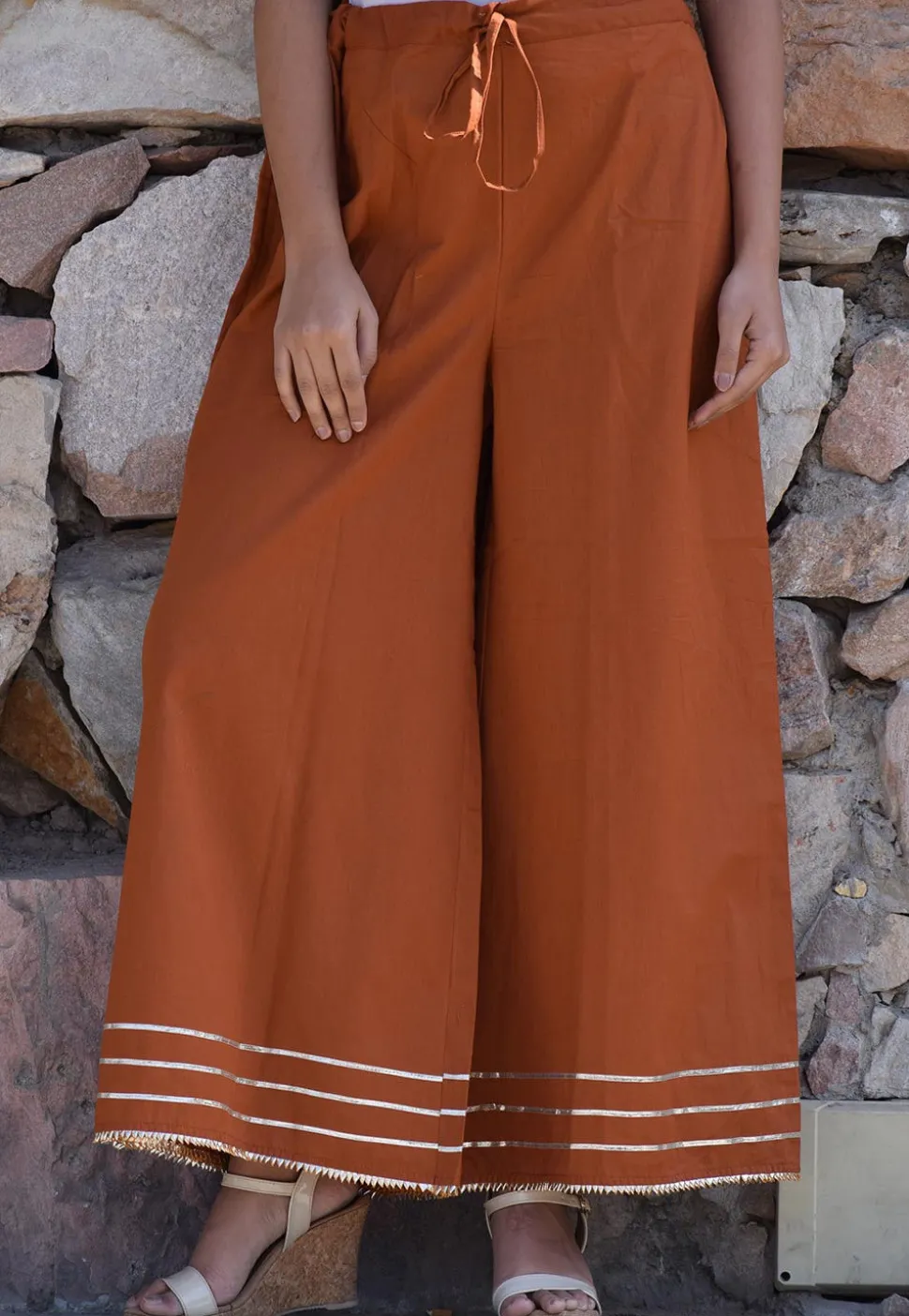 Embellished Cotton Pakistani Suit in Brown