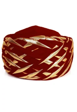 Embellished Cotton Turban in Red