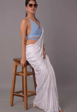 Embellished Georgette Blouse in Sky Blue