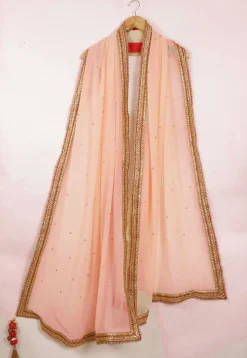 Embellished Georgette Dupatta in Beige