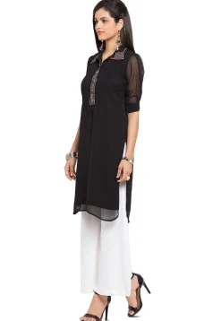 Embellished Georgette Kurti in Black