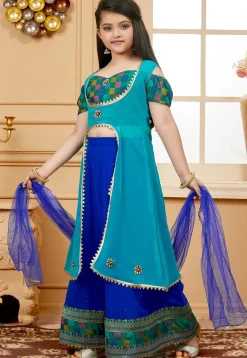 Embellished Georgette Lehenga in Royal Blue