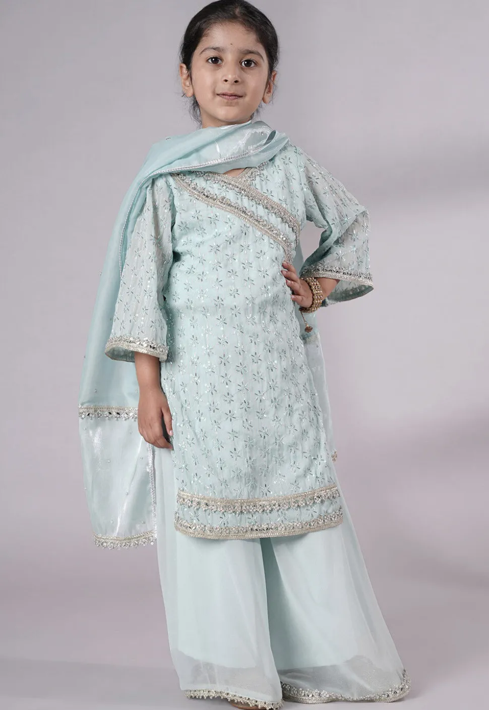 Embellished Georgette Pakistani Suit in Sky Blue