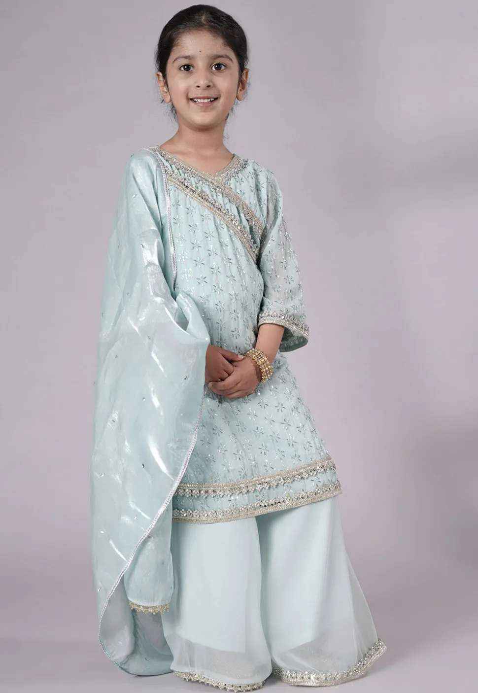 Embellished Georgette Pakistani Suit in Sky Blue