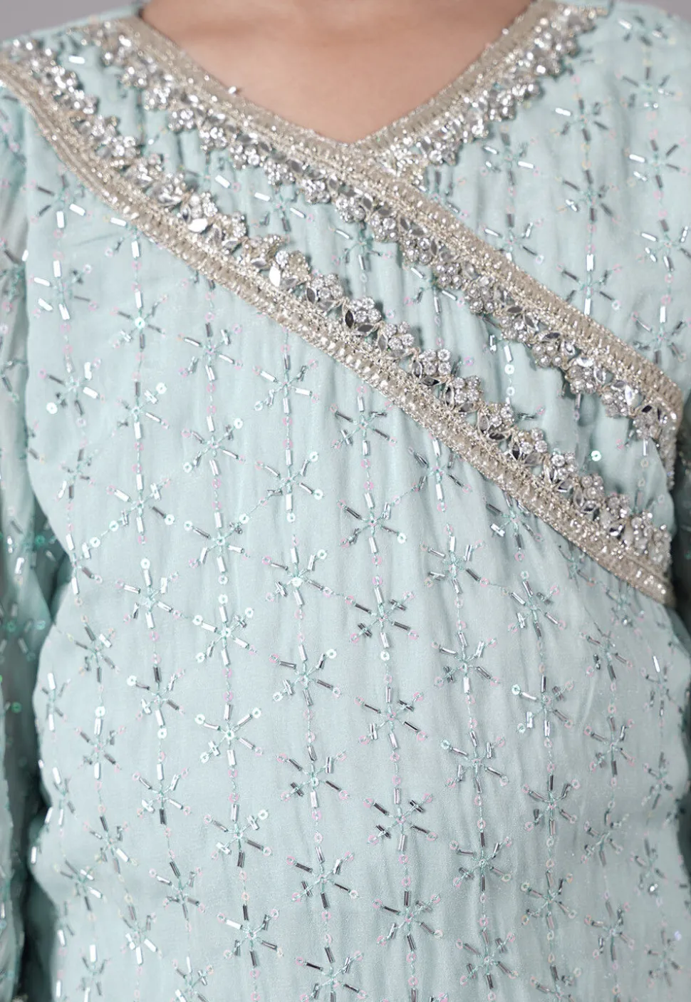 Embellished Georgette Pakistani Suit in Sky Blue