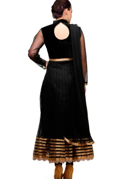 Embellished Net Anarkali Suit in Black