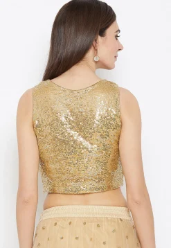 Embellished Net Blouse in Golden