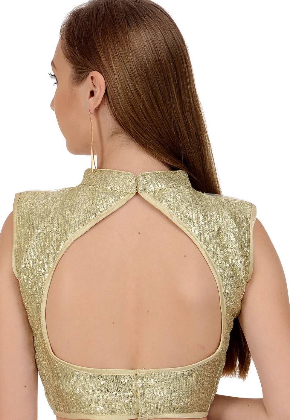 Embellished Net Blouse in Golden