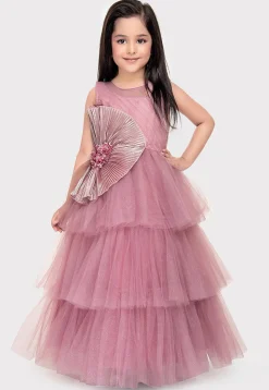 Embellished Net Gown in Pink