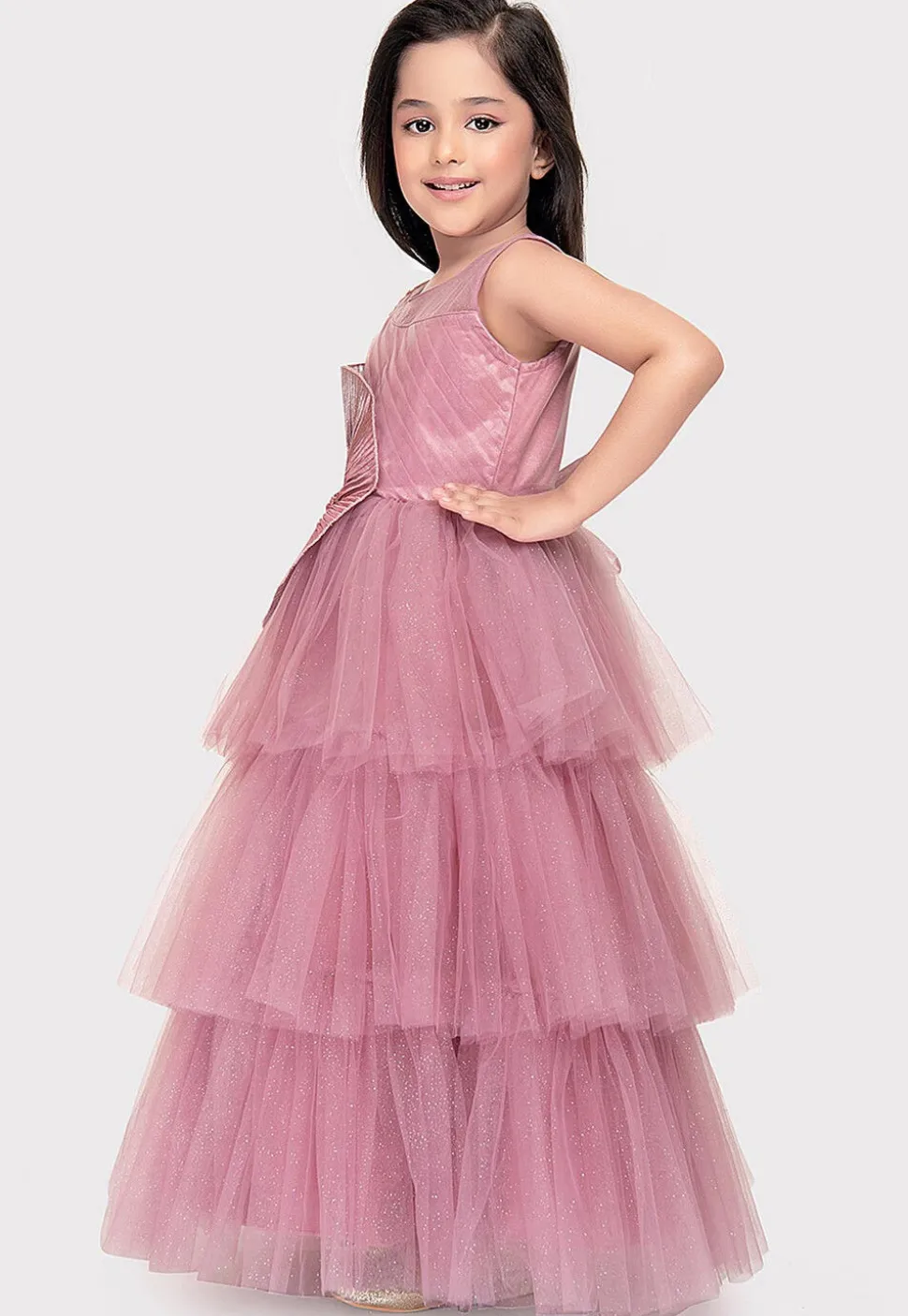 Embellished Net Gown in Pink