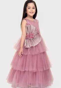 Embellished Net Gown in Pink