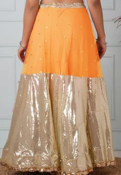 Embellished Net Skirt in Mustard