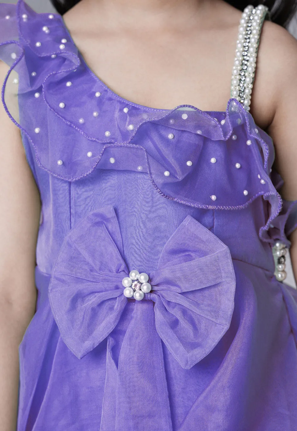 Embellished Organza Dress in Purple