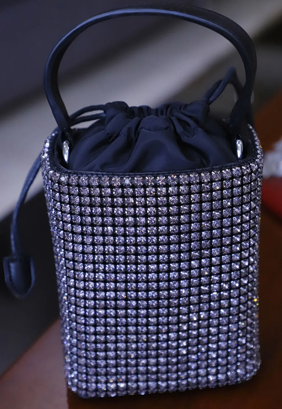 Embellished Polyester Potli Bag in Black