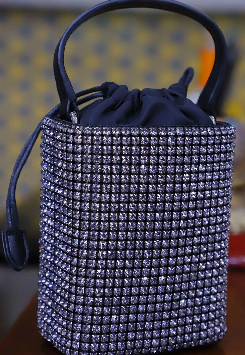 Embellished Polyester Potli Bag in Black