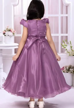 Embellished Satin Gown in Purple