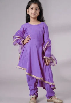Embellished Shantoon Punjabi Suit in Light Purple