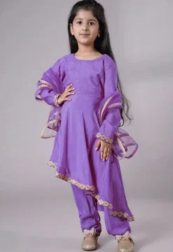 Embellished Shantoon Punjabi Suit in Light Purple